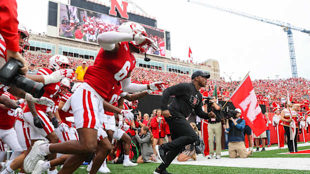 Mickey Joseph Tunnel Walk 2022 Nebraska vs Oklahoma football USATSI_19062392